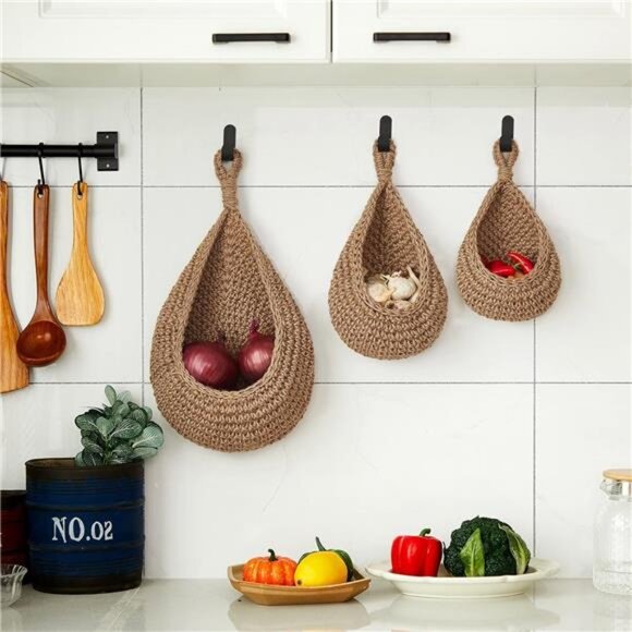 Hanging Wall Basket Teardrop Hanging Baskets Onion Basket Coat Bohemian Storage - Picture 6 of 7